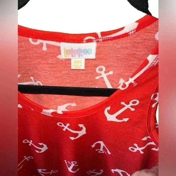Lularoe XXS red tank top with white anchors. NWT. Nautical/‎ cruise vibes! - Picture 3 of 4